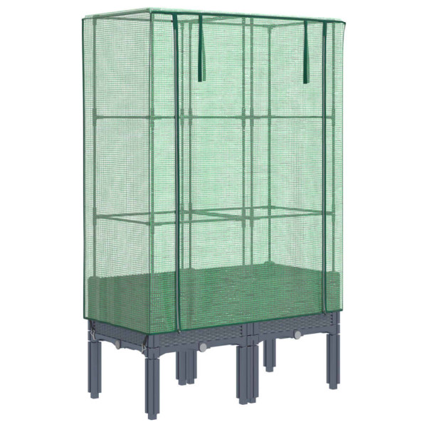 Arriate con cubierta invernadero aspecto ratán 80x40x140 cm M 2