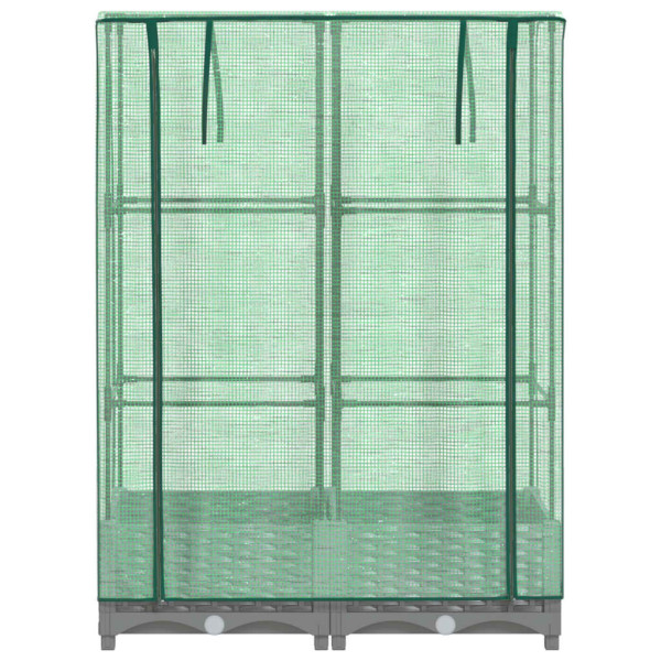 Arriate con cubierta invernadero aspecto ratán 80x40x123 cm M 4