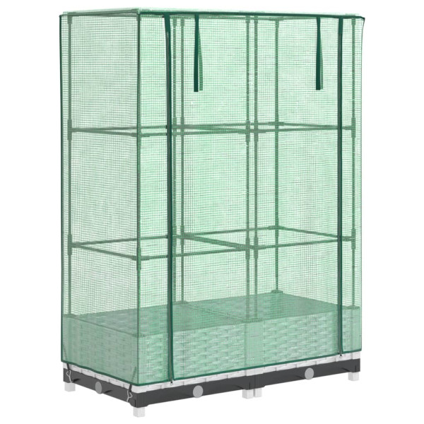 Arriate con cubierta invernadero aspecto ratán 80x40x123 cm M 2