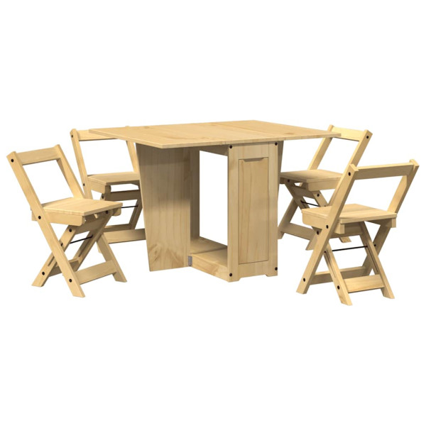 Set comedor plegable mariposa 5 pzas Corona madera pino marrón M 2