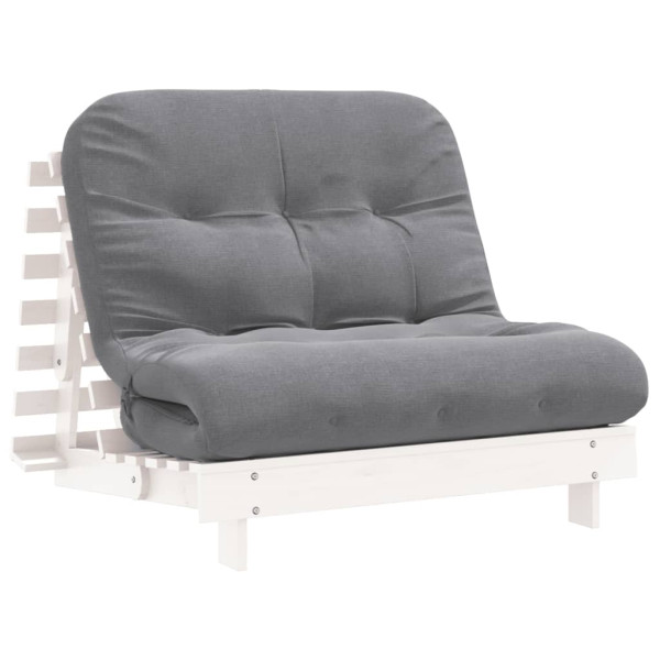 Sofá-cama futon com colchão 100x206x11 cm pinho maciço branco M 2