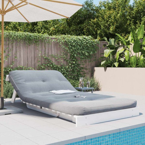 Futón sofá cama con colchón madera maciza blanco 100x206x11 cm M 3