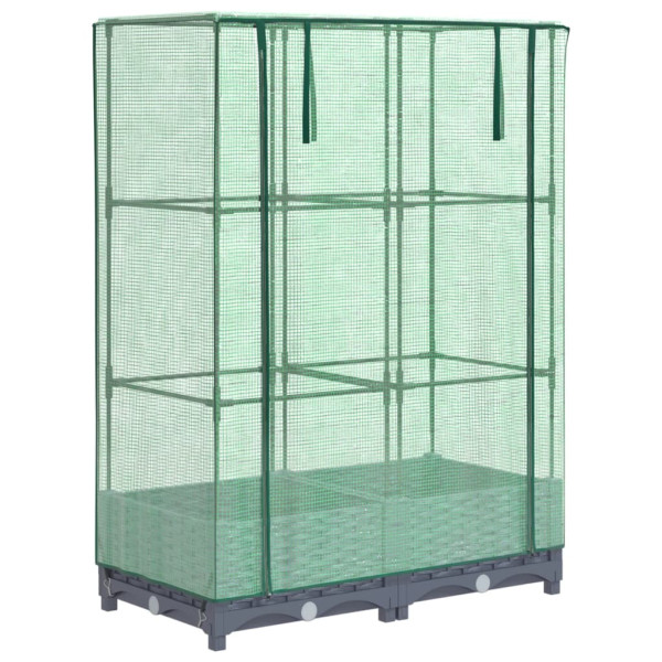 Arriate con cubierta invernadero aspecto ratán 80x40x123 cm M 2