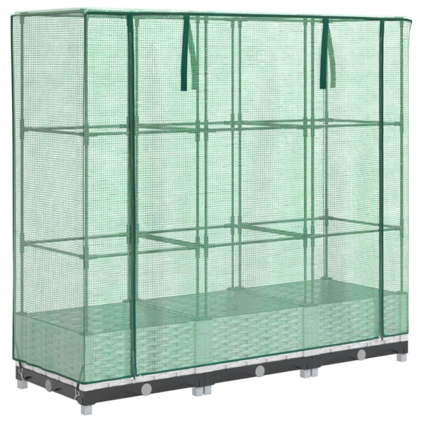 Arriate con cubierta invernadero aspecto ratán 120x40x123 cm M 2