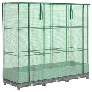 Arriate con cubierta invernadero aspecto ratán 120x40x123 cm H