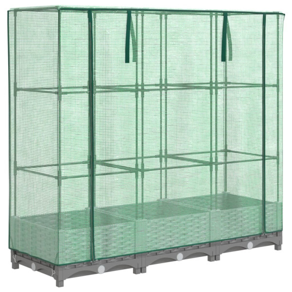 Arriate con cubierta invernadero aspecto ratán 120x40x123 cm M 2