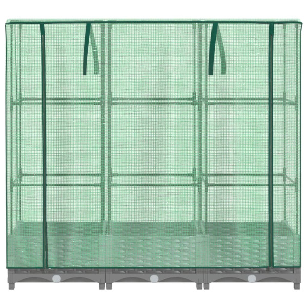 Arriate con cubierta invernadero aspecto ratán 120x40x123 cm M 4