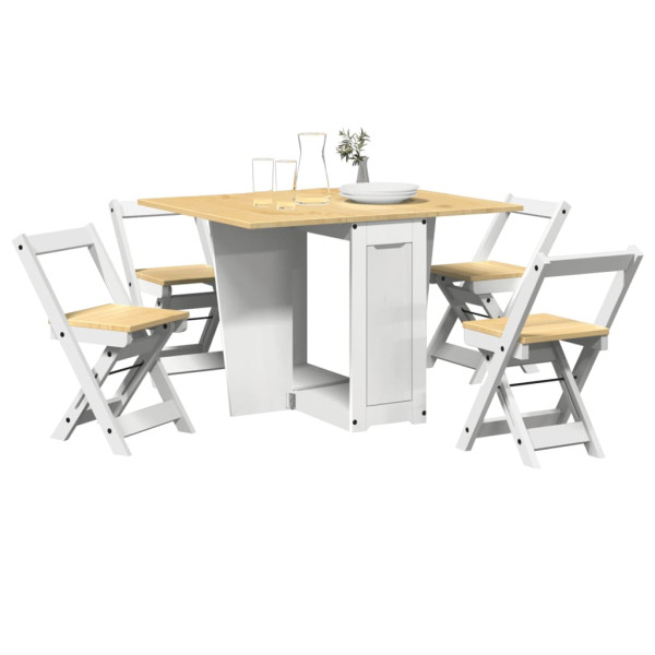Set comedor plegable mariposa 5 pzas Corona madera pino blanco D
