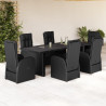 Set de comedor de jardín 7 pzas y cojines ratán sintético negro 1