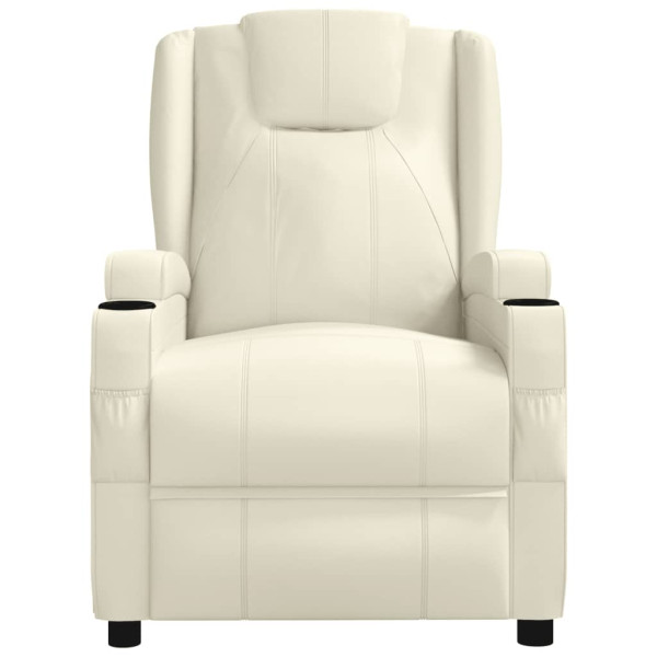 Sillón reclinable de cuero sintético blanco crema M 3