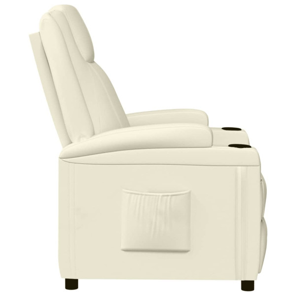 Sillón reclinable de cuero sintético blanco crema M 4