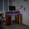 Escritorio con LED madera ingeniería envejecida 120x55x91 cm 5