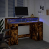 Escritorio con LED madera ingeniería roble ahumado 140x55x91 cm 5