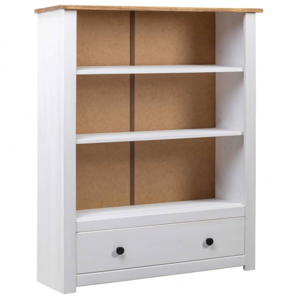 Librería de madera maciza pino estilo Panamá blanco 80x35x110 cm D