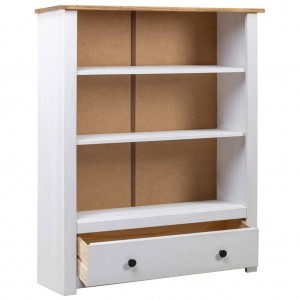 Librería de madera maciza pino estilo Panamá blanco 80x35x110 cm H