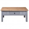 Mesa de centro de madeira de pinheiro estilo Panamá cinza 100x60x45cm 5