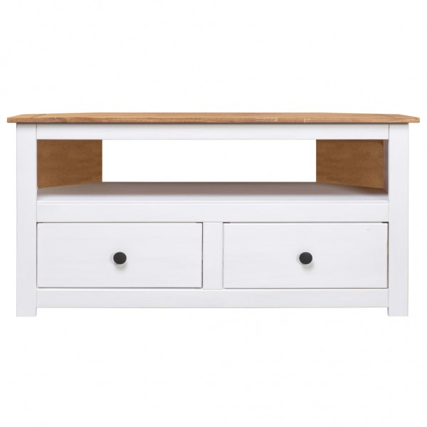 Mueble esquinero TV madera pino estilo Panamá blanco 93x49x49cm M 2