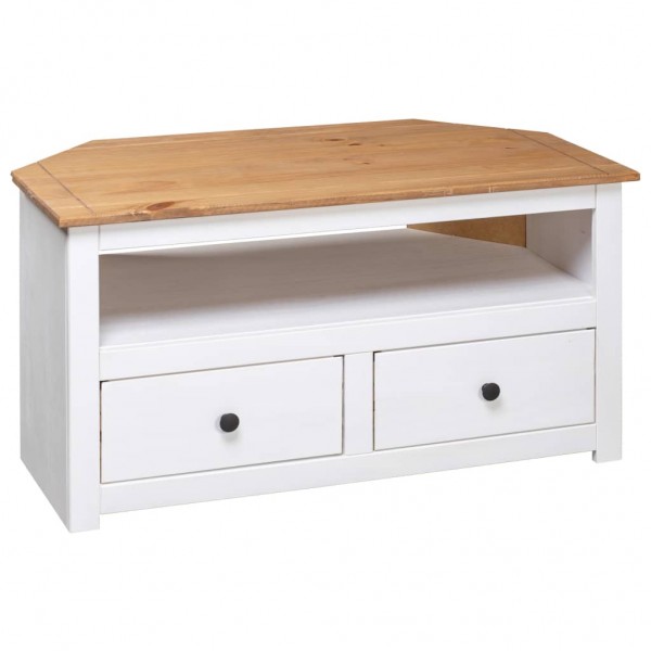 Mueble esquinero TV madera pino estilo Panamá blanco 93x49x49cm M 4