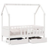Estrutura de cama infantil c/ gavetas 80x170 cm pinho maciço 2