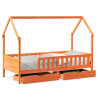 Estrutura de cama infantil c/ gavetas 90x190 cm pinho maciço 2