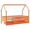 Estrutura de cama infantil c/ gavetas 90x190 cm pinho maciço 3