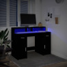 Escritorio con luz LED madera ingeniería negro 120x55x91 cm 5