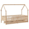 Estructura de cama infantil con cajones madera pino 90x190 cm 3