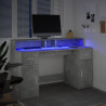 Escritorio con LED madera ingeniería gris hormigón 140x55x91 cm 5