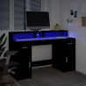 Escritorio con luz LED madera ingeniería negro 140x55x91 cm 5