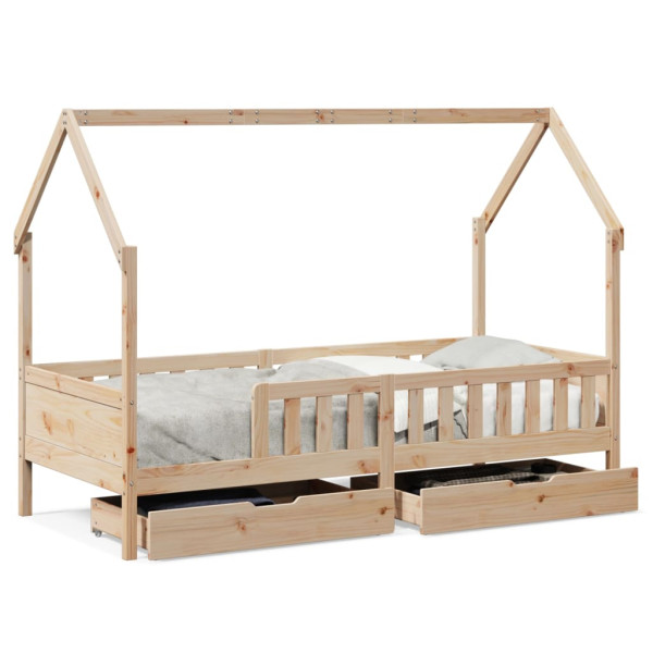 Estructura de cama para niños con cajones madera pino 90x200 cm M 2