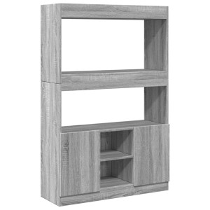 Aparador alto madera de ingeniería gris Sonoma 92x33x140 cm H