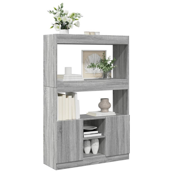 Aparador alto madera de ingeniería gris Sonoma 92x33x140 cm M 4