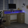 Escritorio con LED madera ingeniería roble Sonoma 140x55x91 cm 5