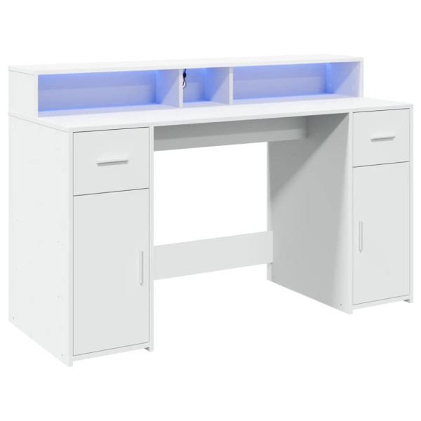 Secretária c/ luzes LED 140x55x91 cm derivados madeira branco M 3