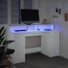 Secretária c/ luzes LED 140x55x91 cm derivados madeira branco 5