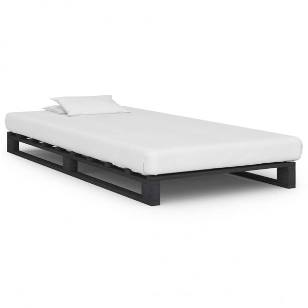 Estructura de cama de palés madera maciza de pino gris 90x200cm D