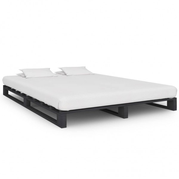 Estructura de cama de palés madera maciza pino gris 140x200 cm D