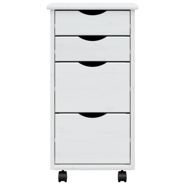 Armário c/ rodas e gavetas MOSS madeira de pinho maciça branco M 4