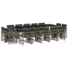 Set comedor de jardín con cojines 15 pzas ratán sintético gris 2