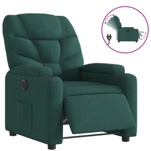 Sillón reclinable eléctrico tela verde oscuro H