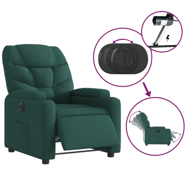 Sillón reclinable eléctrico tela verde oscuro M 5