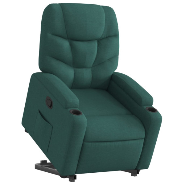 Sillón reclinable elevable tela verde oscuro M 3