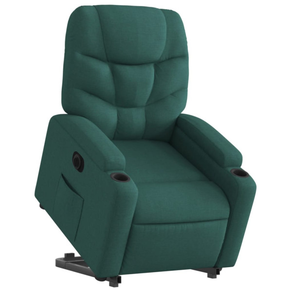 Sillón eléctrico reclinable elevable de tela verde oscuro M 3