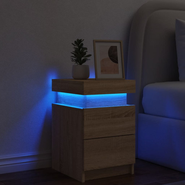 Mesa de cabeceira com luzes LED 35x39x55 cm carvalho sonoma M 4