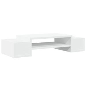Soporte de pantalla con almacenaje madera blanco 70x27x15 cm H