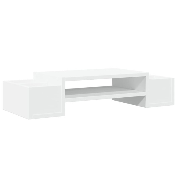 Soporte de pantalla con almacenaje madera blanco 70x27x15 cm M 2