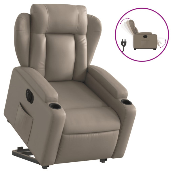 Sillón elevable eléctrico cuero artificial capuchino M 2