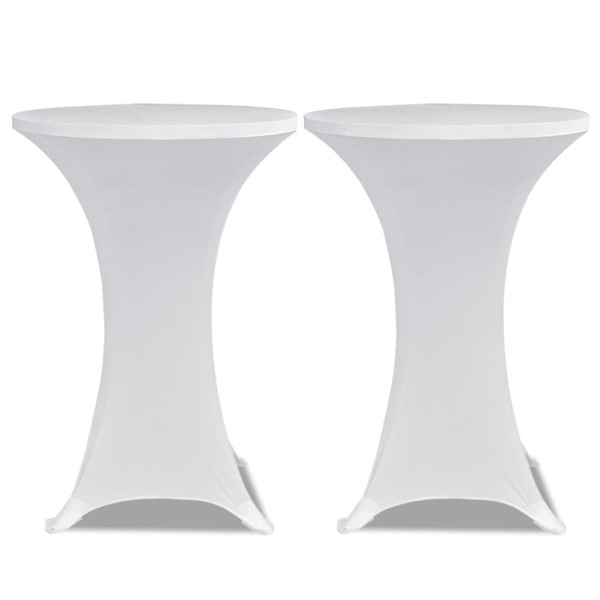 Mantel cubierta elástica de mesa alta Ø 60 cm Blanco 2 unidades M 2