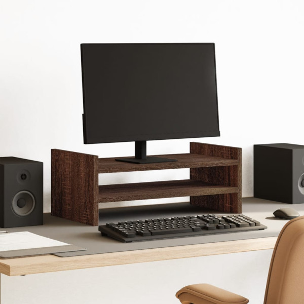 Soporte de pantalla madera ingeniería marrón roble 50x27x20 cm D