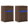 Mesas cabeceira LEDs 2 pcs derivados madeira carvalho castanho 3
